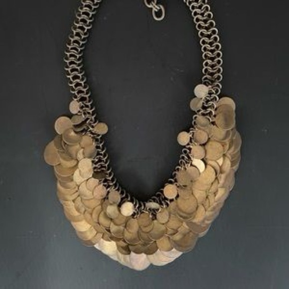 Anthropologie Gold Coin Statement Necklace - Picture 2 of 3